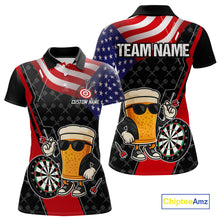 Load image into Gallery viewer, Funny Beer American Flag Darts Shirt For Women Custom Patriotic Darts Team Jersey Polo &amp; 1/4 Zip TDM6062