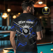 Load image into Gallery viewer, Black And Blue 8 Ball Crown Billiard Shirt For Men Custom Pool Team Jersey Polo &amp; 1/4 Zip TDM5922