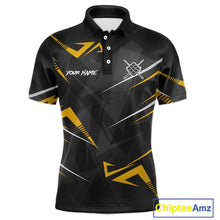 Load image into Gallery viewer, Yellow Black 9 Ball Crown Billiard Shirt For Men Custom Pool Team Jersey Polo &amp; 1/4 Zip TDM5923
