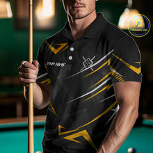 Load image into Gallery viewer, Yellow Black 9 Ball Crown Billiard Shirt For Men Custom Pool Team Jersey Polo &amp; 1/4 Zip TDM5923