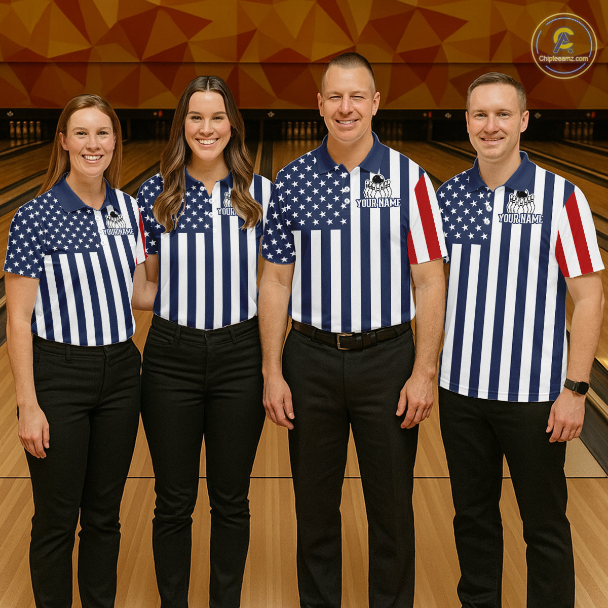 Custom Bowling Balls American Flag Bowling Shirt For Women, Patriotic Bowling Jersey Polo & 1/4 Zip TDM6517