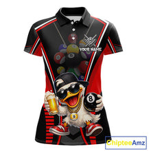 Load image into Gallery viewer, Funny Duck 8 Ball Pool Billiard Shirt For Women Custom Billiard Team Jersey Polo &amp; 1/4 Zip TDM6101