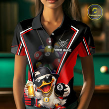 Load image into Gallery viewer, Funny Duck 8 Ball Pool Billiard Shirt For Women Custom Billiard Team Jersey Polo &amp; 1/4 Zip TDM6101