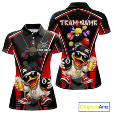 Load image into Gallery viewer, Funny Duck 8 Ball Pool Billiard Shirt For Women Custom Billiard Team Jersey Polo &amp; 1/4 Zip TDM6101