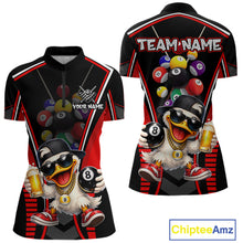 Load image into Gallery viewer, Funny Duck 8 Ball Pool Billiard Shirt For Women Custom Billiard Team Jersey Polo &amp; 1/4 Zip TDM6101