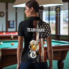 Load image into Gallery viewer, Vintage US Flag Funny Beer 8 Ball Billiard Shirt For Women Custom Pool Team Jersey Polo &amp; 1/4 Zip TDM5948