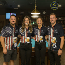Load image into Gallery viewer, Vintage US Flag Funny Beer 8 Ball Billiard Shirt For Women Custom Pool Team Jersey Polo &amp; 1/4 Zip TDM5948