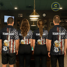 Load image into Gallery viewer, Vintage US Flag Funny Beer 8 Ball Billiard Shirt For Women Custom Pool Team Jersey Polo &amp; 1/4 Zip TDM5948