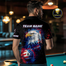 Load image into Gallery viewer, Patriotic Eagle 8 Ball Billiard Polo &amp; 1/4 Zip For Men Custom Paint Splash Us Flag Billiard Jersey TDM5235