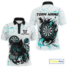 Load image into Gallery viewer, White Grunge Wolf Dart Shirt &amp; Pocket Option Custom Men Dart Jersey|Turquoise TDM5510