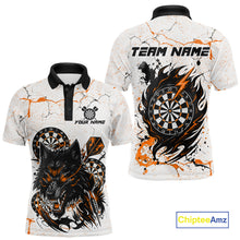 Load image into Gallery viewer, White Grunge Wolf Dart Shirt &amp; Pocket Option Custom Men's Dart Jersey|Orange TDM5511