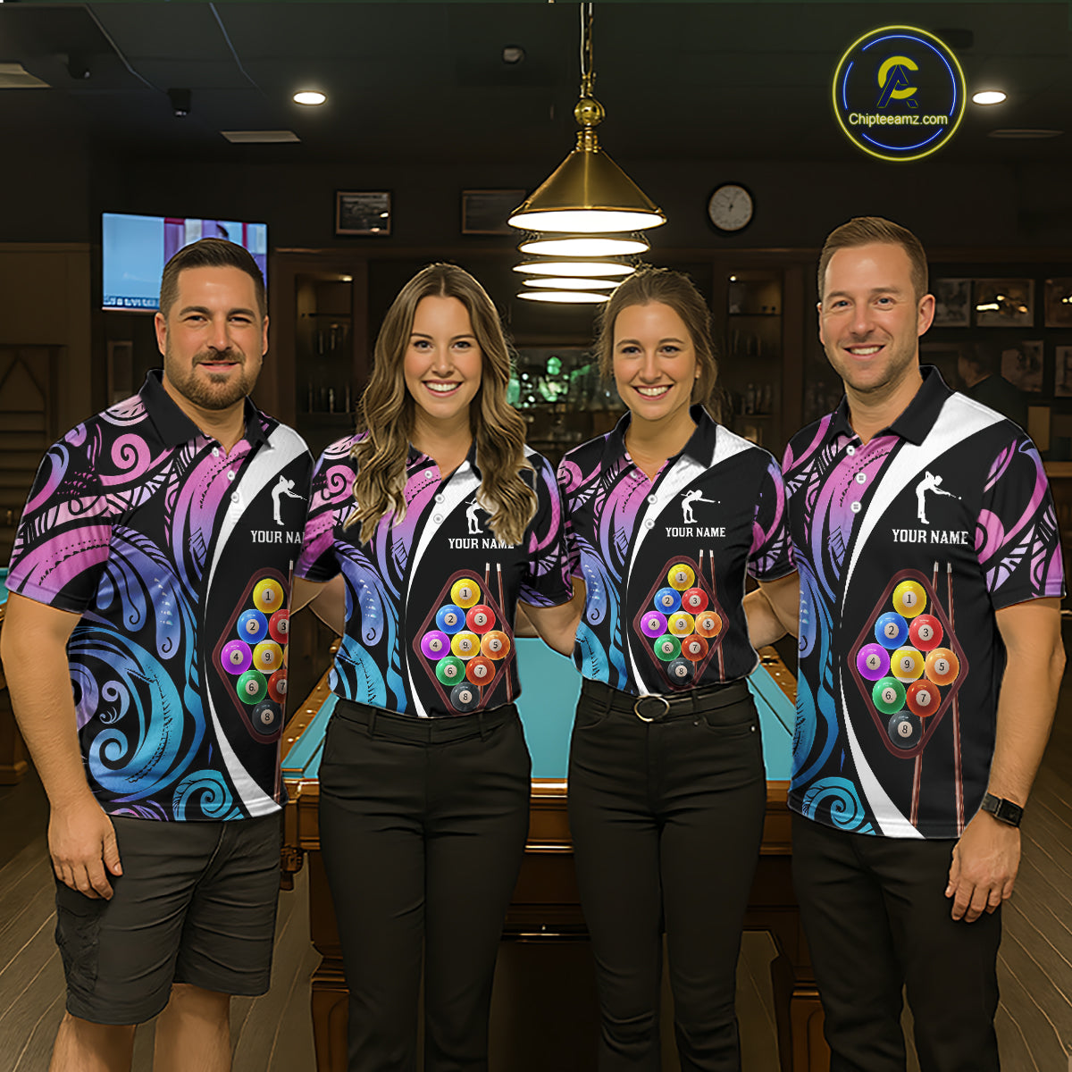 Personalized Tribal 9 Ball Billiard Shirt For Men Custom 9 Ball Pool Team Jersey Polo & 1/4 Zip TDM6128