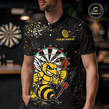 Load image into Gallery viewer, Yellow Grunge Funny Bee Darts Shirt For Men Custom Darts Jersey Team Polo &amp; 1/4 Zip, Darts Gifts TDM6374
