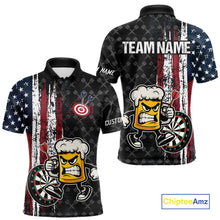 Load image into Gallery viewer, Funny Angry Beer Grunge American Flag Darts Shirt For Men Custom Patriotic Darts Team Jersey TDM5563