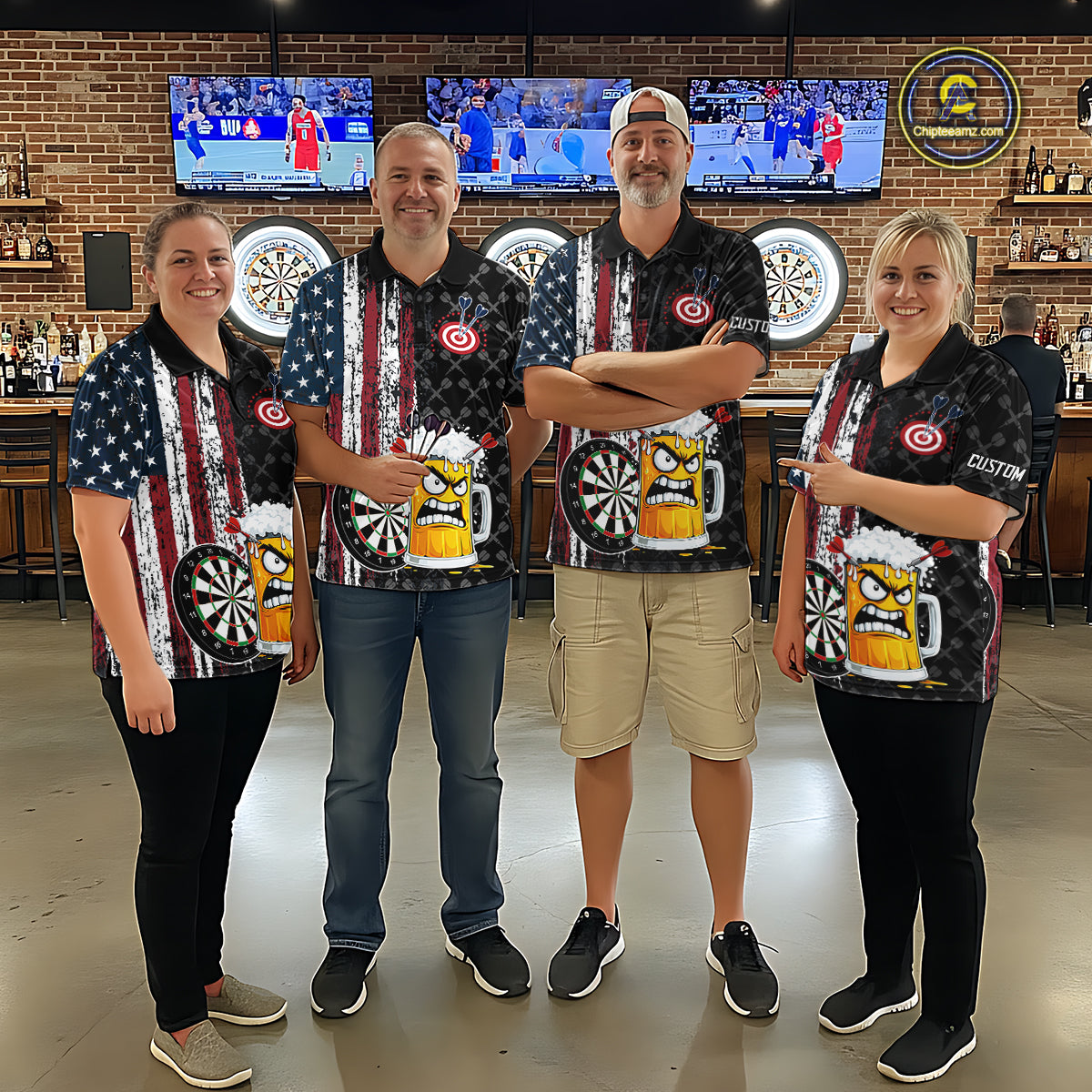 Funny Angry Beer Grunge American Flag Darts Shirt For Men Custom Patriotic Darts Team Jersey TDM5564