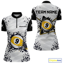 Load image into Gallery viewer, Funny Crack 9 Ball Billiard Polo &amp; 1/4 Zip For Women Custom 9 Ball Pool Team Shirt, Billiard Jersey TDM4897
