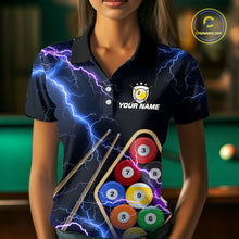 Load image into Gallery viewer, Purple Thunder Lightning 9 Ball Billiard Shirt For Women Custom 9 Ball Team Shirt, Billiards Jerseys TDM5135