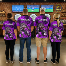 Load image into Gallery viewer, Purple Flaming Wolf Darts Shirt For Men Custom Darts League Jersey Team Polo &amp; Quarter Zip TDM5358