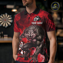 Load image into Gallery viewer, Red Flaming Wolf Darts Shirt For Men Custom Darts League Jersey Team Polo &amp; Quarter Zip TDM5359