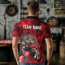 Load image into Gallery viewer, Red Flaming Wolf Darts Shirt For Men Custom Darts League Jersey Team Polo &amp; Quarter Zip TDM5359