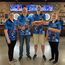 Load image into Gallery viewer, Blue Flaming Wolf Darts Shirt For Men Custom Darts League Jersey Team Polo &amp; Quarter Zip TDM5360