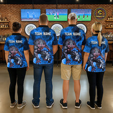 Load image into Gallery viewer, Blue Flaming Wolf Darts Shirt For Men Custom Darts League Jersey Team Polo &amp; Quarter Zip TDM5360