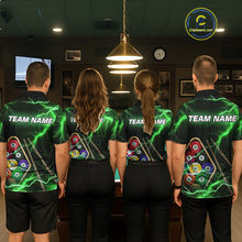 Load image into Gallery viewer, Green 9 Ball Thunder Lightning Billiard Shirts For Women Custom 9 Ball Pool Team Jersey Polo, 1/4 Zip TDM5634