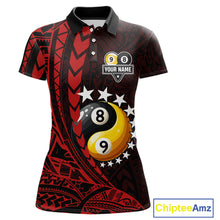 Load image into Gallery viewer, Custom Red Tribal 8 Ball &amp; 9 Ball Yin And Yang Billiard Shirt For Women, Funny Pool Team Jersey TDM5846