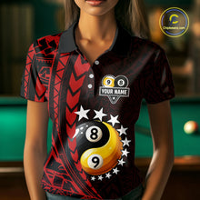 Load image into Gallery viewer, Custom Red Tribal 8 Ball &amp; 9 Ball Yin And Yang Billiard Shirt For Women, Funny Pool Team Jersey TDM5846
