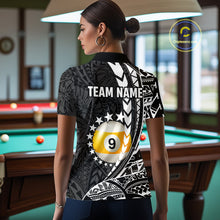 Load image into Gallery viewer, Custom White Black 8 Ball &amp; 9 Ball Tribal Billiard Shirt For Women, Funny Pool Team Jersey  TDM5847