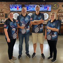 Load image into Gallery viewer, Personalized Eagle Lightning Blue Darts Shirt For Men Custom Darts Jersey Team Polo &amp; 1/4 Zip TDM5376