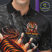 Load image into Gallery viewer, Personalized Flame Tiger Bowling Shirt For Men Custom Bowling League Team Jersey Polo &amp; 1/4 Zip TDM6295