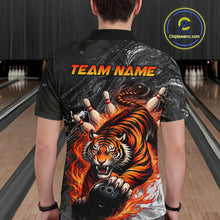 Load image into Gallery viewer, Personalized Flame Tiger Bowling Shirt For Men Custom Bowling League Team Jersey Polo &amp; 1/4 Zip TDM6295