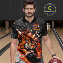 Load image into Gallery viewer, Personalized Flame Tiger Bowling Shirt For Men Custom Bowling League Team Jersey Polo &amp; 1/4 Zip TDM6295