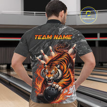 Load image into Gallery viewer, Personalized Flame Tiger Bowling Shirt For Men Custom Bowling League Team Jersey Polo &amp; 1/4 Zip TDM6295