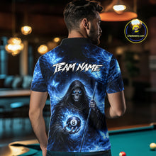 Load image into Gallery viewer, Blue Grim Reaper Butterfly Billiard Shirt For Men Custom 8 Ball Pool Team Jersey Polo &amp; 1/4 Zip TDM6299