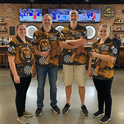 Personalized Retro Grunge Lion Darts Shirts For Women Custom Darts Team Jersey Polo, 1/4 Zip TDM7188