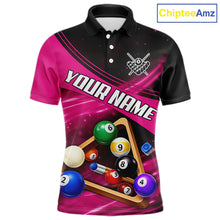 Load image into Gallery viewer, Pink And Black Billiard Jersey For Men Custom Pool Balls Billiard Team Shirt Polo &amp; 1/4 Zip TDM6329