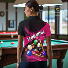 Load image into Gallery viewer, Pink And Black Billiard Jersey For Women Custom Pool Balls Billiard Team Shirt Polo &amp; 1/4 Zip TDM6329