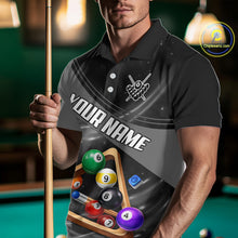 Load image into Gallery viewer, Grey And Black Billiard Jersey For Men Custom Pool Balls Billiard Team Shirt Polo &amp; 1/4 Zip TDM6330