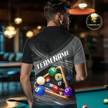 Load image into Gallery viewer, Grey And Black Billiard Jersey For Men Custom Pool Balls Billiard Team Shirt Polo &amp; 1/4 Zip TDM6330