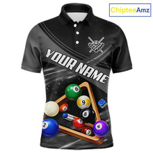 Load image into Gallery viewer, Grey And Black Billiard Jersey For Men Custom Pool Balls Billiard Team Shirt Polo &amp; 1/4 Zip TDM6330