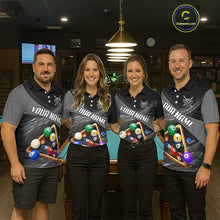 Load image into Gallery viewer, Grey And Black Billiard Jersey For Men Custom Pool Balls Billiard Team Shirt Polo &amp; 1/4 Zip TDM6330
