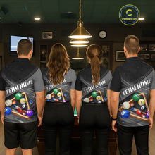 Load image into Gallery viewer, Grey And Black Billiard Jersey For Men Custom Pool Balls Billiard Team Shirt Polo &amp; 1/4 Zip TDM6330