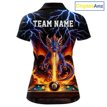Load image into Gallery viewer, Personalized Dragon 8 Ball Fire Billiard Shirt For Women Custom Pool Team Jersey Polo &amp; 1/4 Zip TDM6334