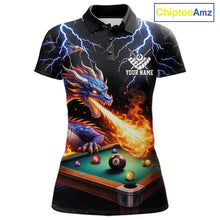 Load image into Gallery viewer, Personalized Dragon 8 Ball Fire Billiard Shirt For Women Custom Pool Team Jersey Polo &amp; 1/4 Zip TDM6334