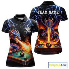 Load image into Gallery viewer, Personalized Dragon 8 Ball Fire Billiard Shirt For Women Custom Pool Team Jersey Polo &amp; 1/4 Zip TDM6334