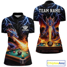 Load image into Gallery viewer, Personalized Dragon 8 Ball Fire Billiard Shirt For Women Custom Pool Team Jersey Polo &amp; 1/4 Zip TDM6334