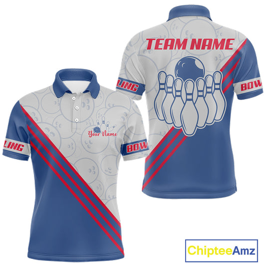 Personalized Bowling Jersey Polo & Quarter Zip For Men Custom Bowling Tournament Team Shirt TDM6349