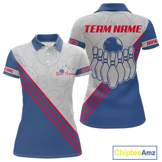 Personalized Bowling Jersey Polo & Quarter Zip For Women Custom Bowling Tournament Team Shirt TDM6349